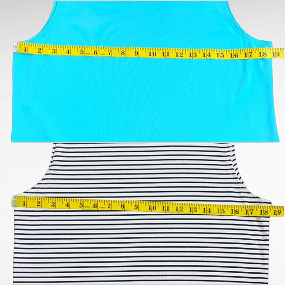 TTC 3pc Set Aqua Turquoise Open Front Cardigan Matching Striped/Solid Tank Tops - Picture 9 of 16